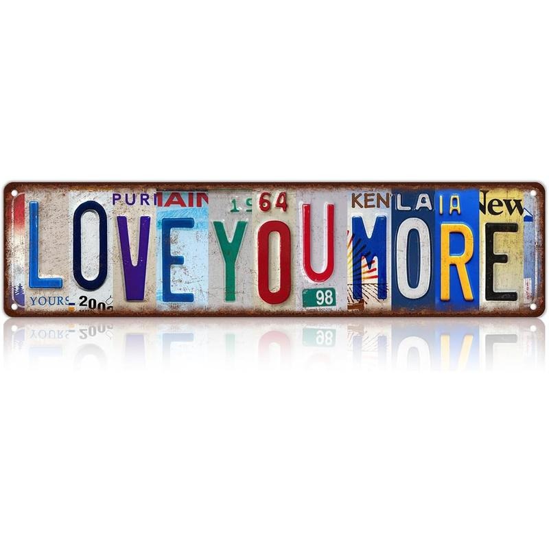 PlateWords™ – "Love You More" License Plate Wall Art Sign