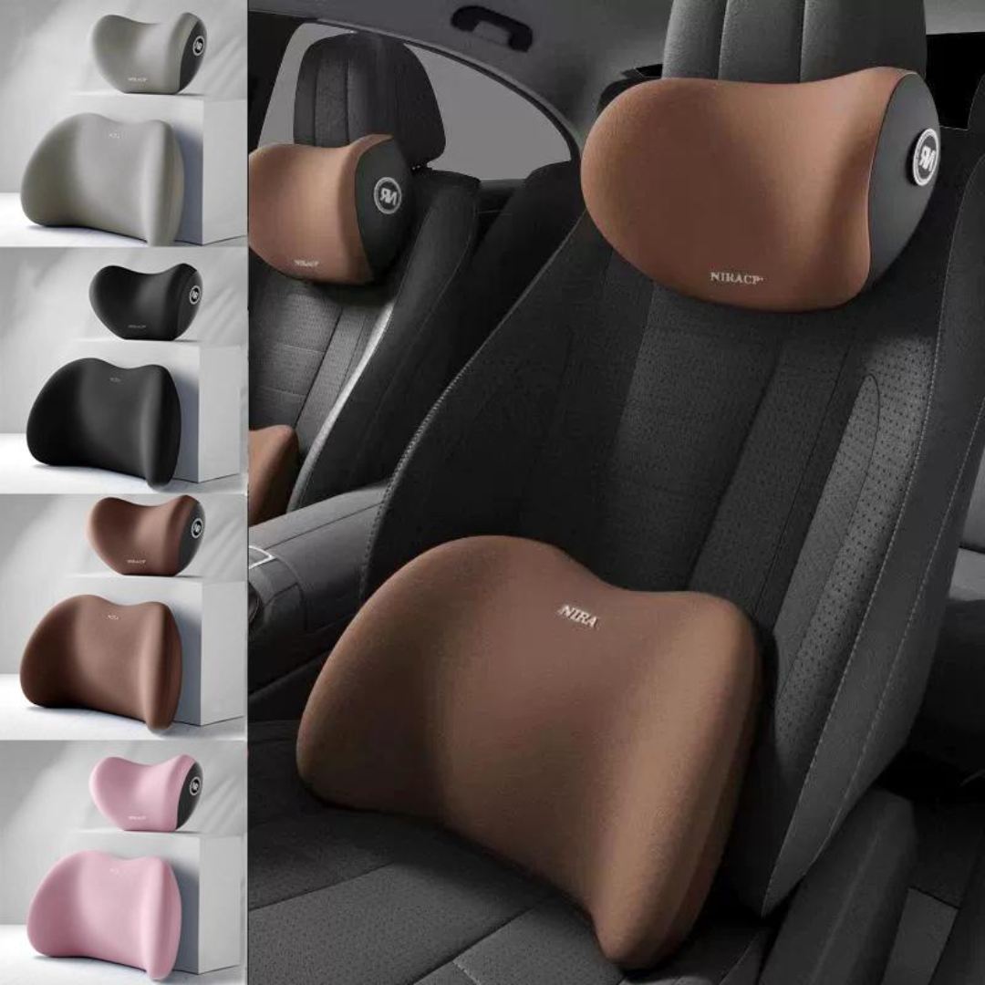 DriveSupport™ – Memory Foam Neck & Lumbar Pillow Set
