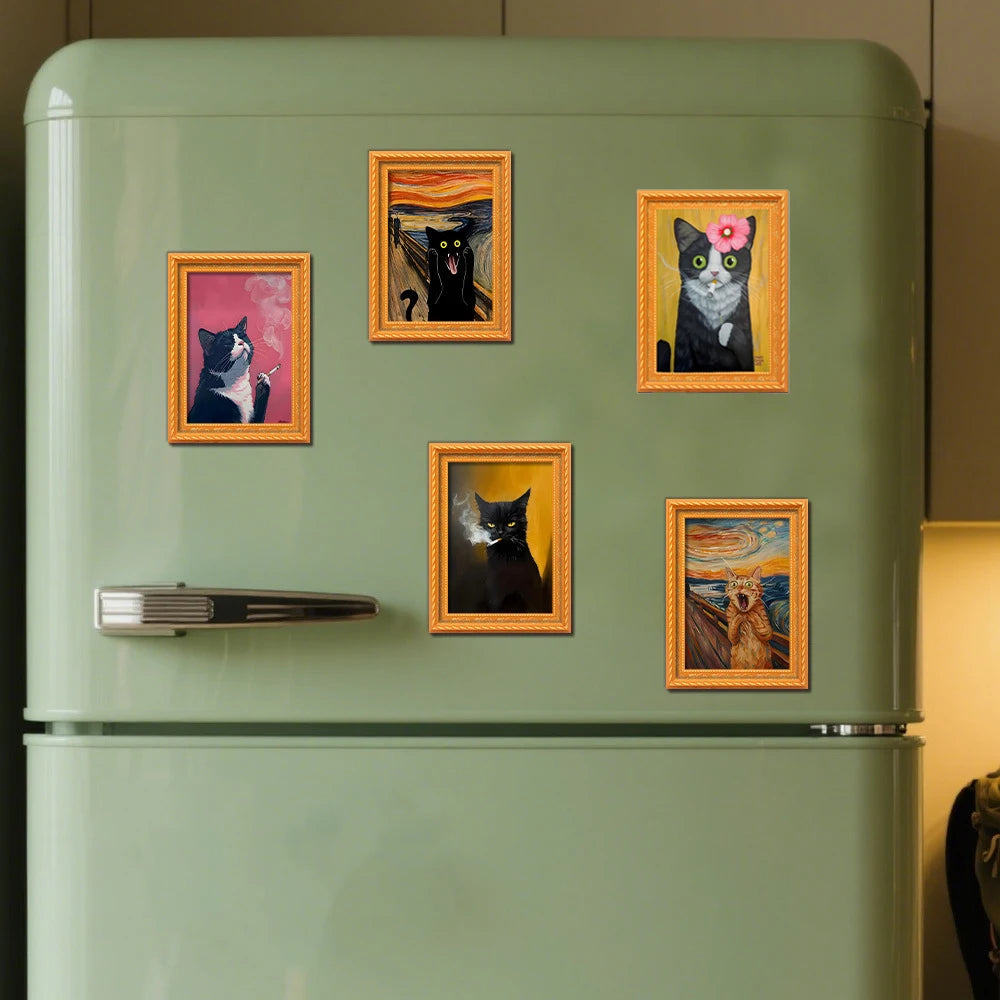 KittyMagnet™ – 3-Piece Wooden Cat Art Refrigerator Magnets