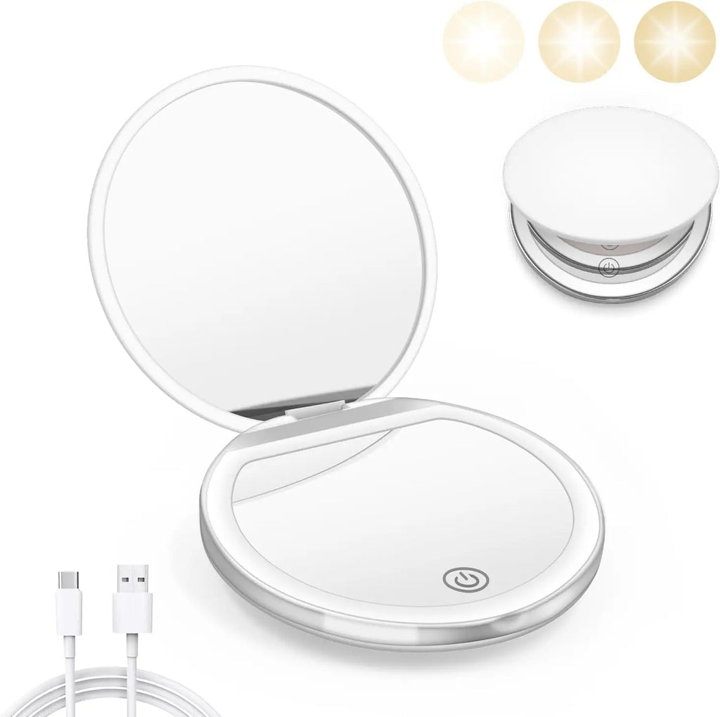 GlowMirror™ – LED Lighted Compact Makeup Mirror
