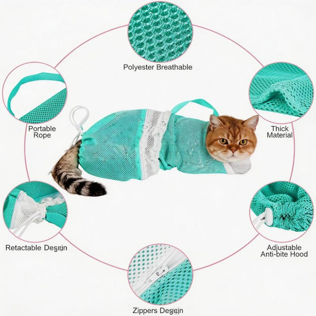 SudsSafe™ – Anti-Scratch Cat Grooming Bag