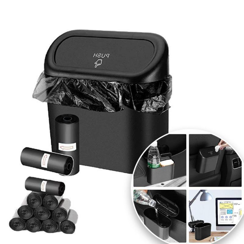 PushBin™ – 2 PCS Car Trash Can with Push-Lid & Bags