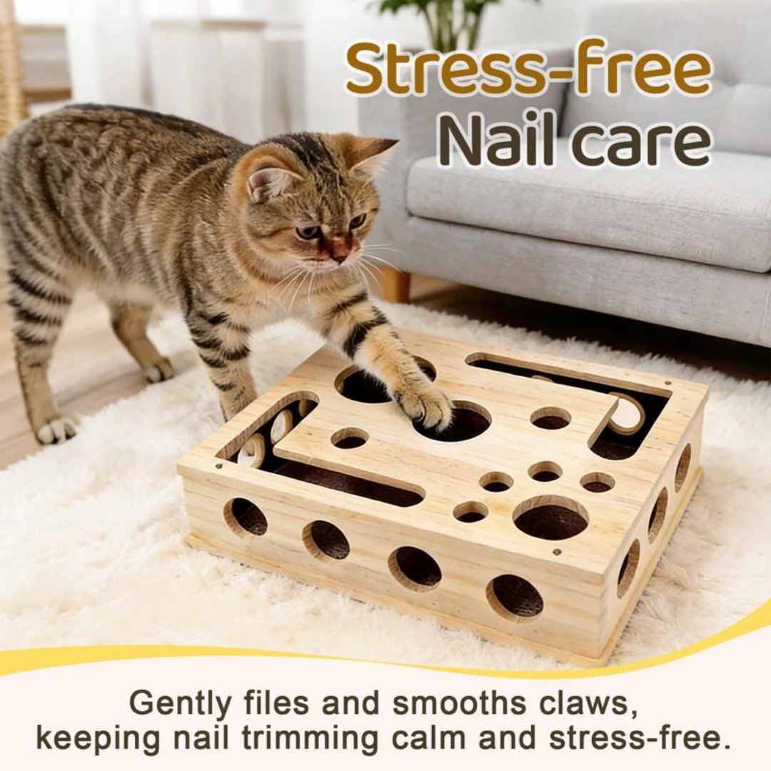 PawPuzzle™ – Interactive Wooden Cat Enrichment Toy