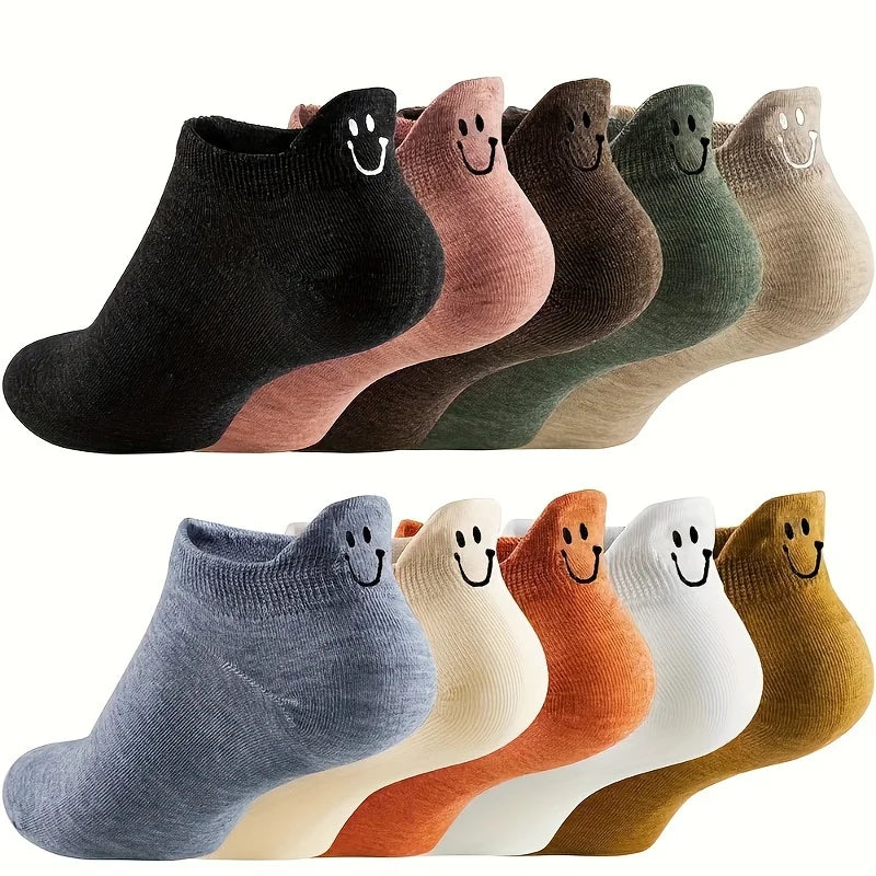 HappySocks™ – 10 Pair Soft Cotton Smiley Face Sock Collection