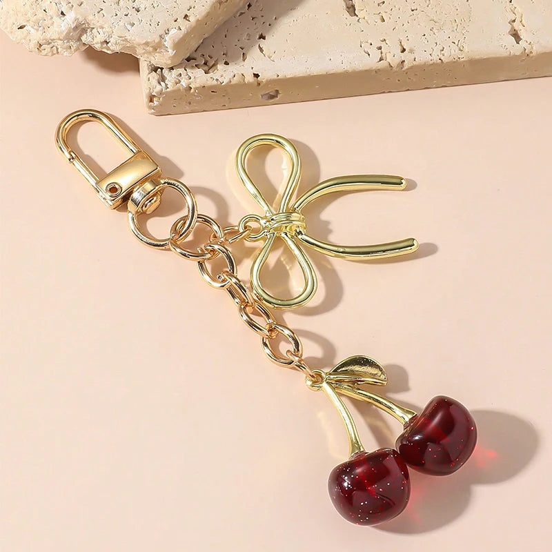 CherryBow™ – Gold Heart Charm Keychain