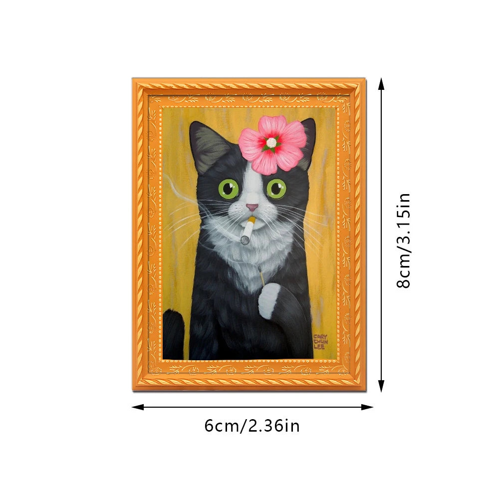 KittyMagnet™ – 3-Piece Wooden Cat Art Refrigerator Magnets