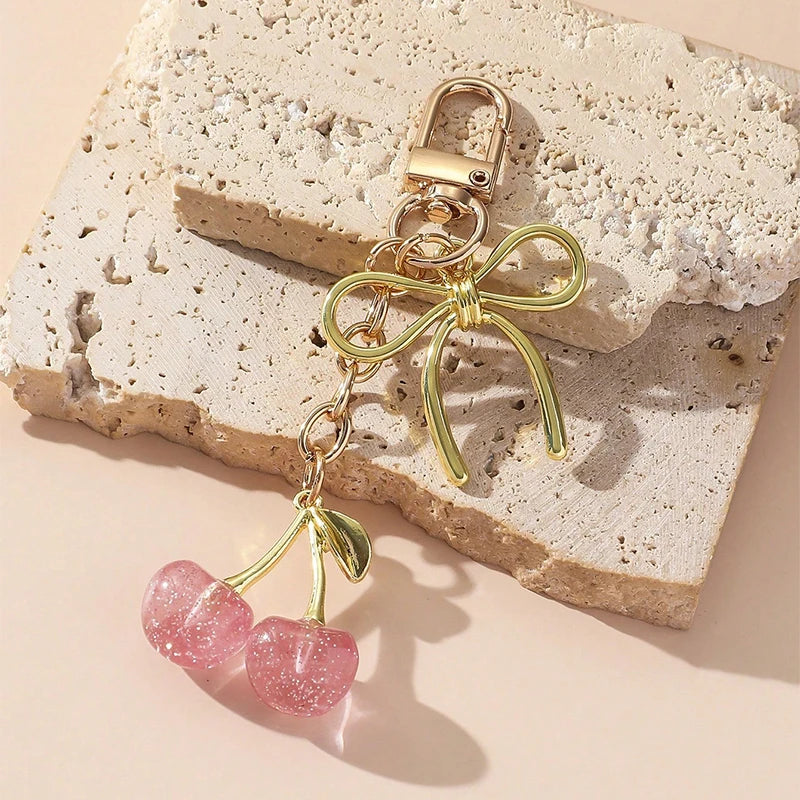 CherryBow™ – Gold Heart Charm Keychain