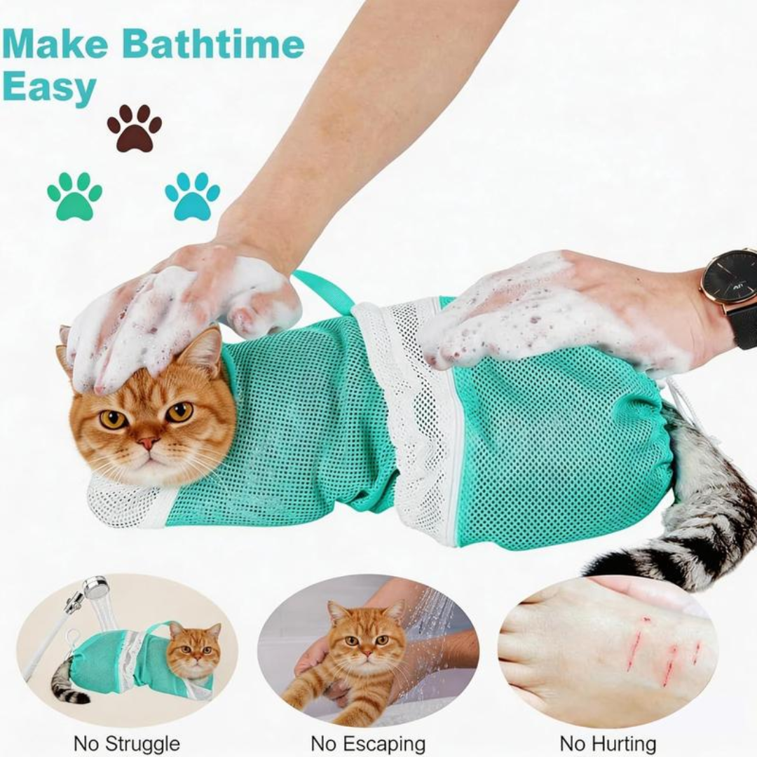 SudsSafe™ – Anti-Scratch Cat Grooming Bag
