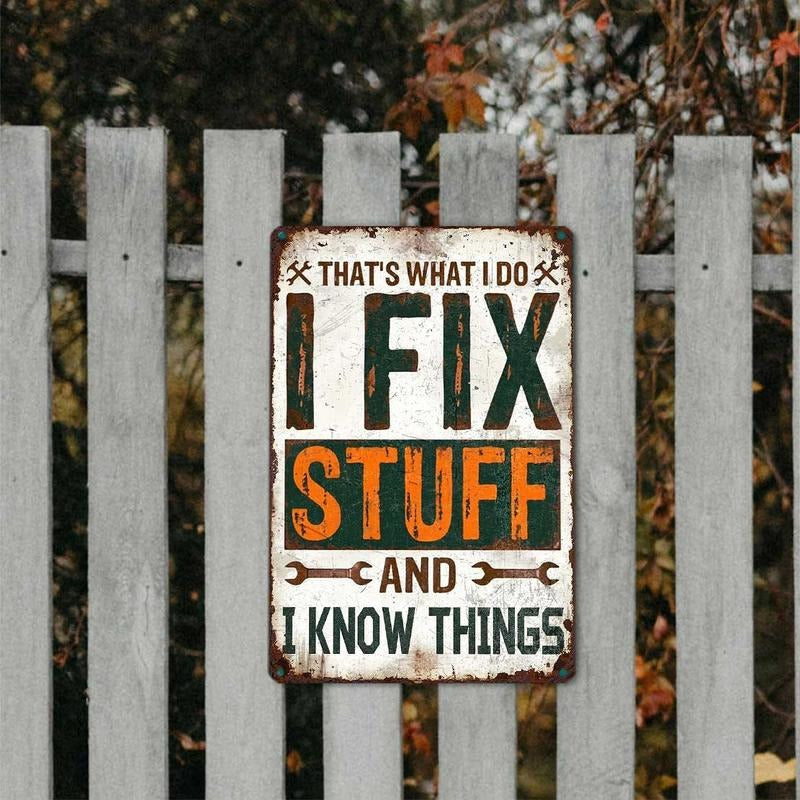 HandySign™ – "I Fix Stuff" Vintage Metal Wall Sign