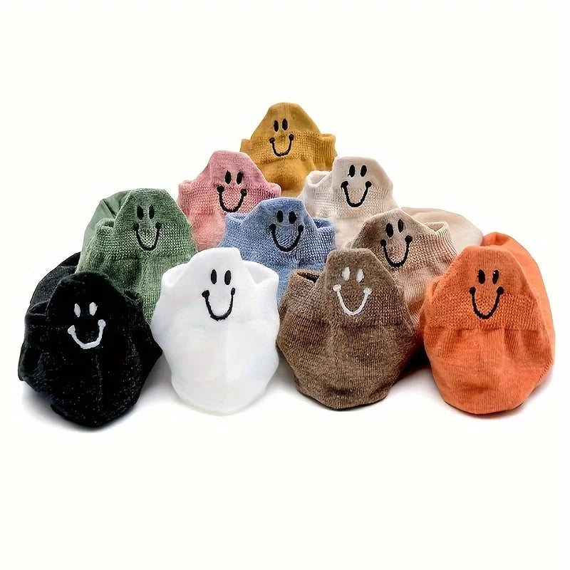 HappySocks™ – 10 Pair Soft Cotton Smiley Face Sock Collection