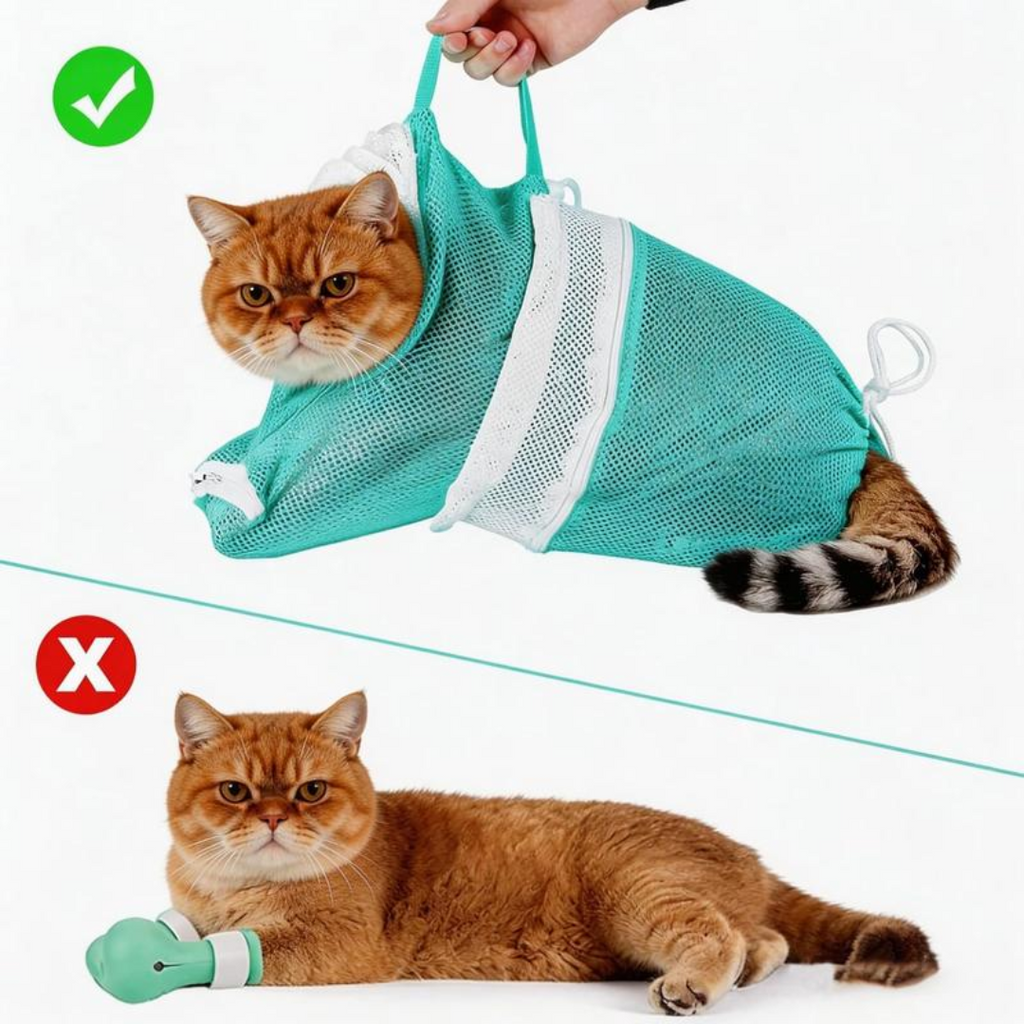 SudsSafe™ – Anti-Scratch Cat Grooming Bag