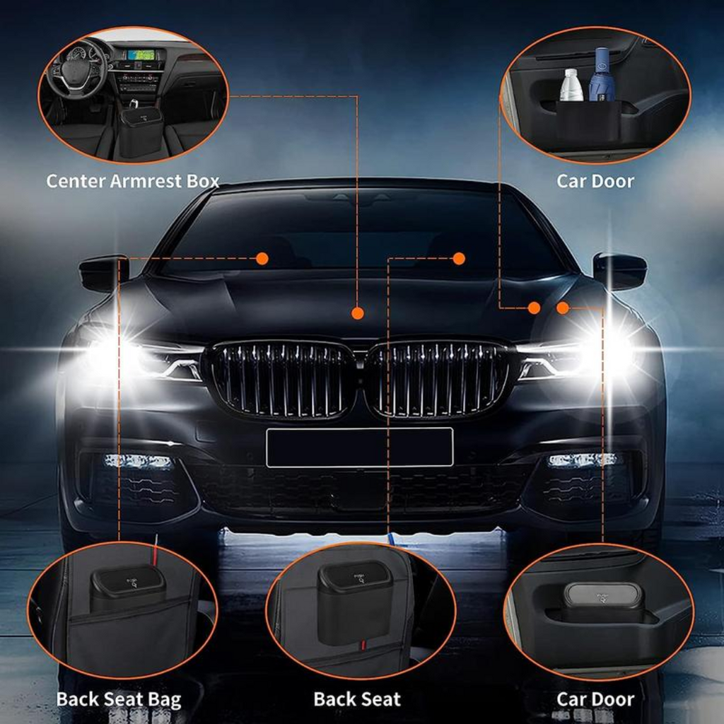 PushBin™ – 2 PCS Car Trash Can with Push-Lid & Bags
