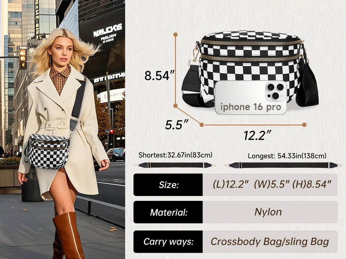 CheckMate™ – Women’s Checkered Bum Bag