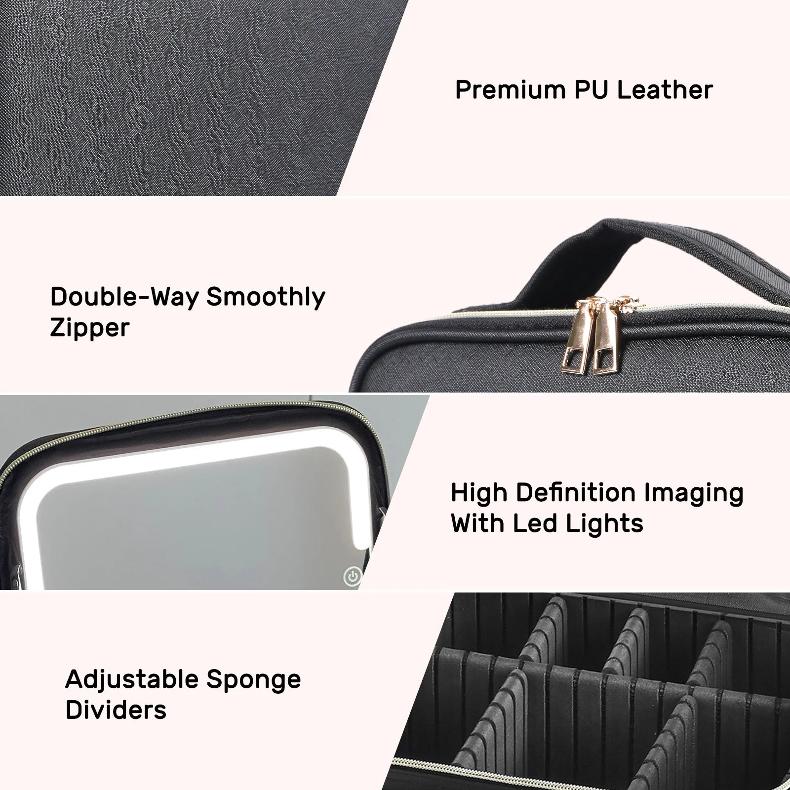 TravelGlam™ – Portable Makeup Organizer with LED Mirror