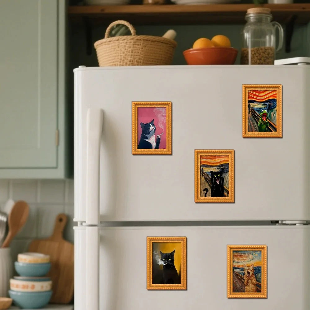 KittyMagnet™ – 3-Piece Wooden Cat Art Refrigerator Magnets