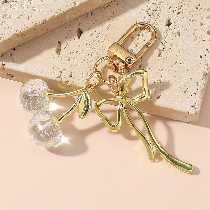 CherryBow™ – Gold Heart Charm Keychain