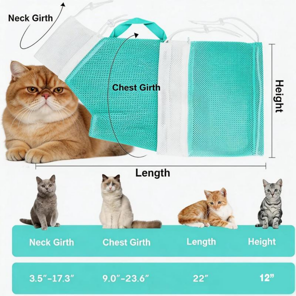 SudsSafe™ – Anti-Scratch Cat Grooming Bag