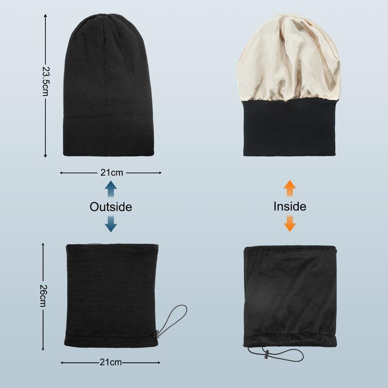 SilkWarm™ – Satin-Lined Beanie & Neck Warmer Set