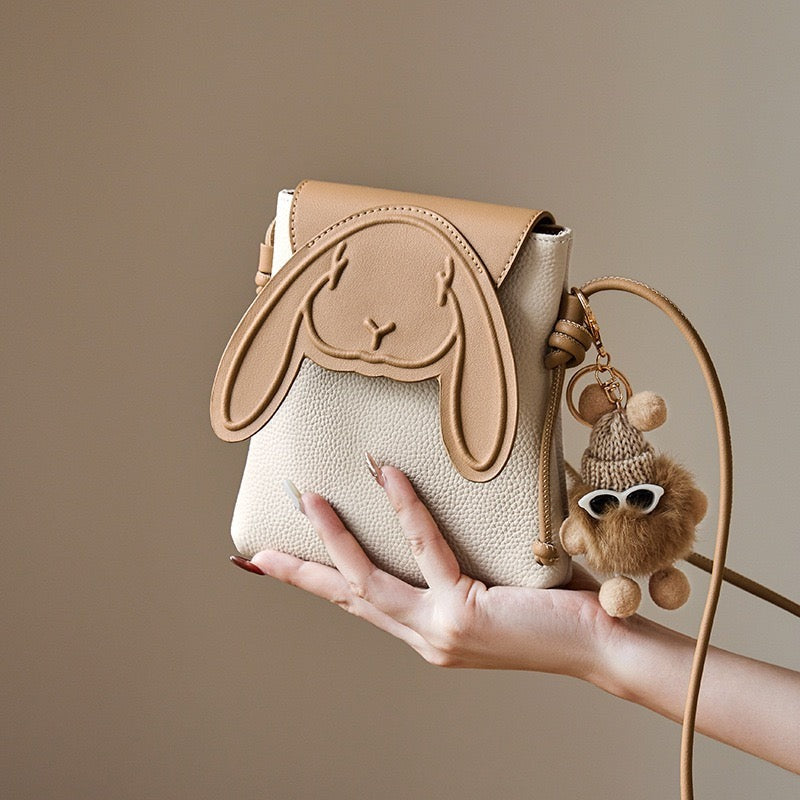 PocketBunny™ – Compact Leather Phone Bag with Charm