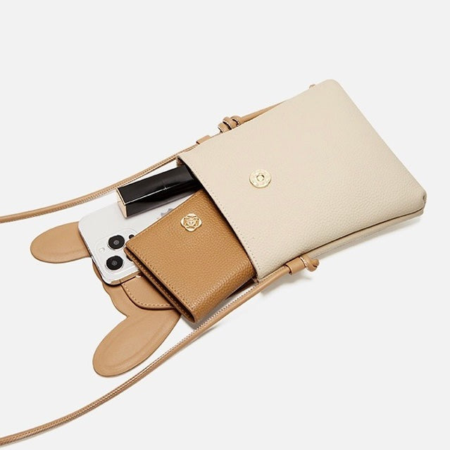 PocketBunny™ – Compact Leather Phone Bag with Charm