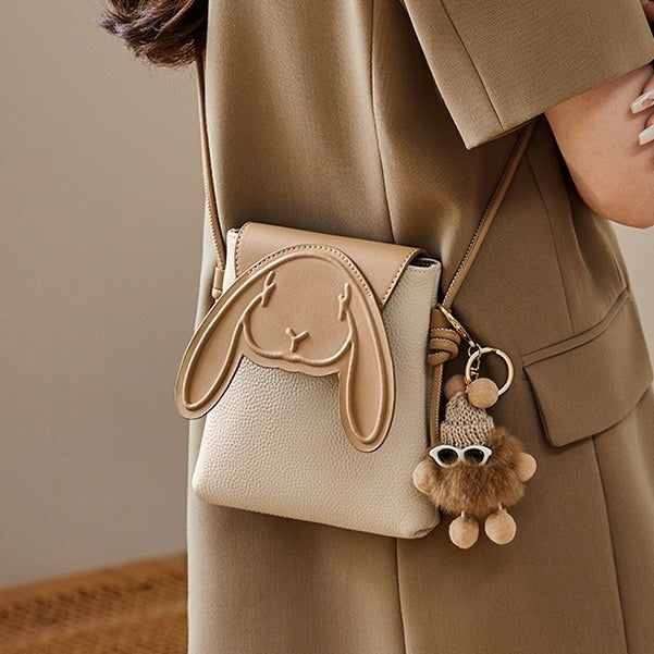 PocketBunny™ – Compact Leather Phone Bag with Charm